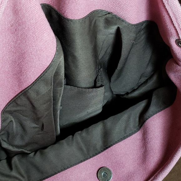 Leather & Pink Canvas Backpack Computer Book Bag - Picture 7 of 8